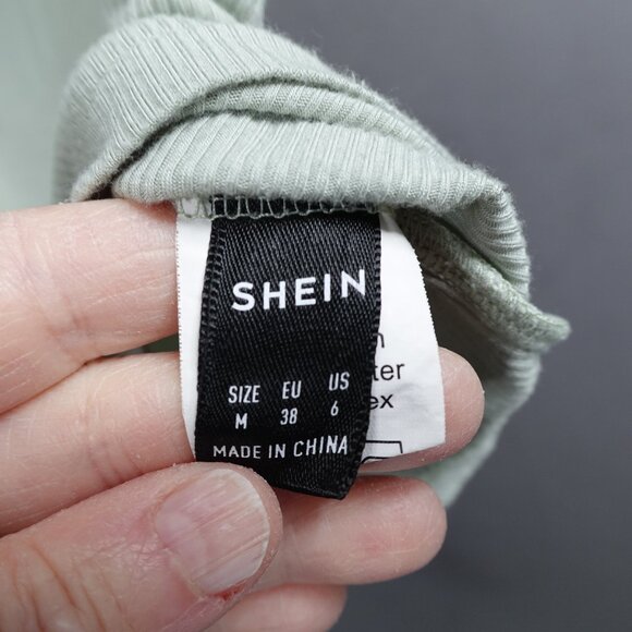 Womens Baby Tee Tank Top Medium Green Cropped Clean Girl Basic Ribbed Y2K Retro - Picture 4 of 9